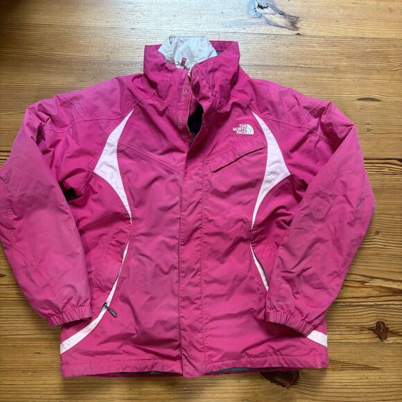 The North Face pink sweater lined full zip heavy winter coat SIZE L - Picture 1 of 6